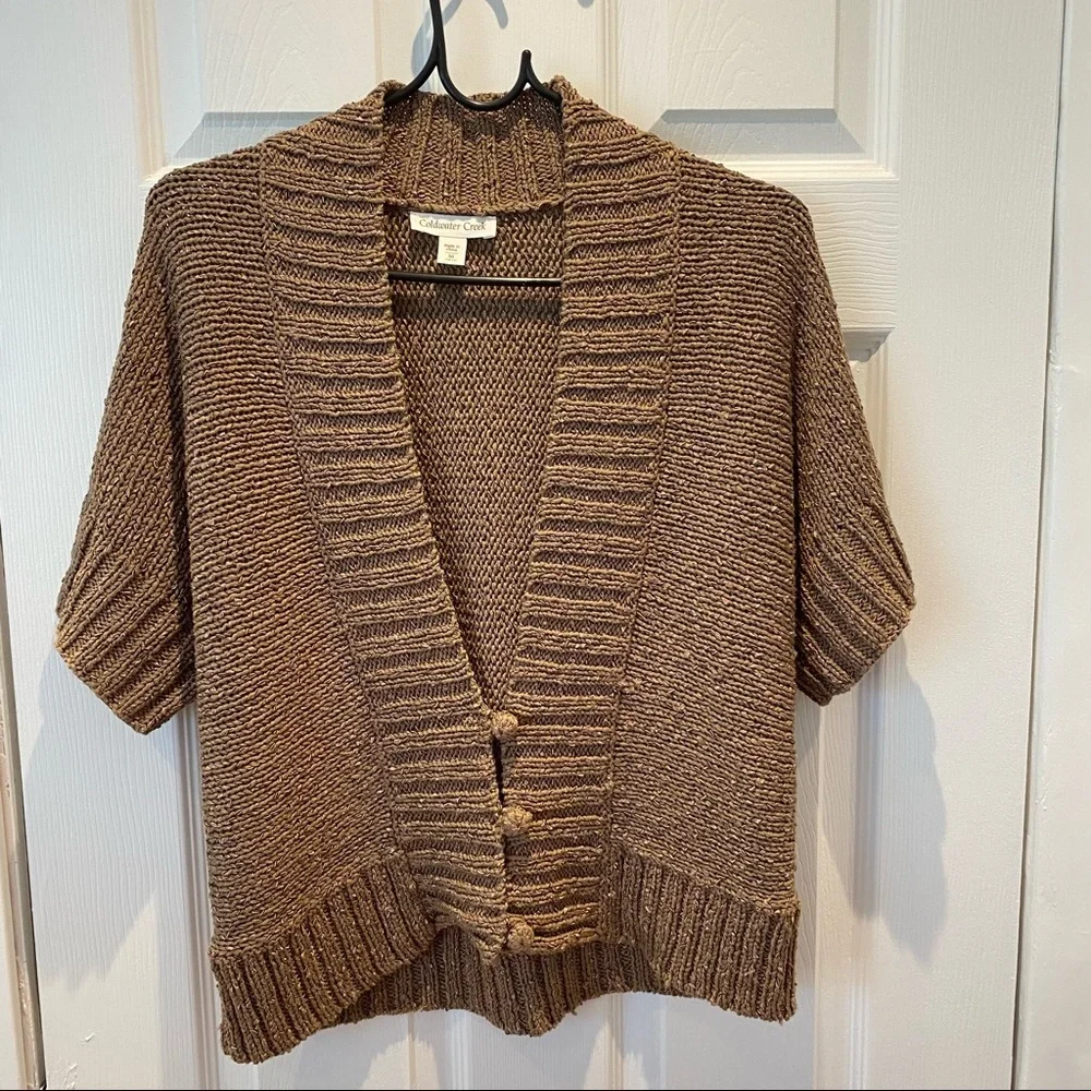 NWOT Coldwater Creek sweater shrug tobacco color with golden flecks SZ M 10-12. - Picture 7 of 12
